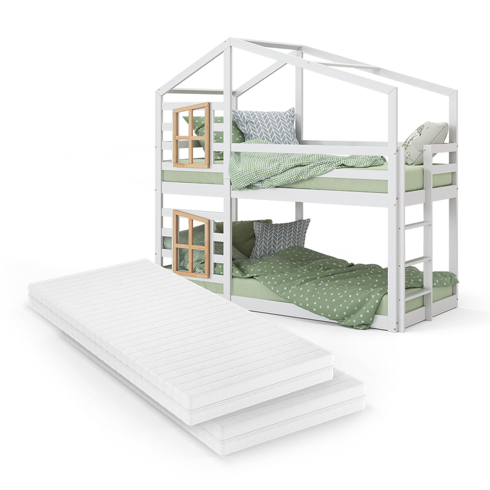 Vitalispa Letto a castello Bianco 90x200 cm con 2 materassi