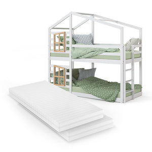 Vitalispa Letto a castello Bianco 90x200 cm con 2 materassi