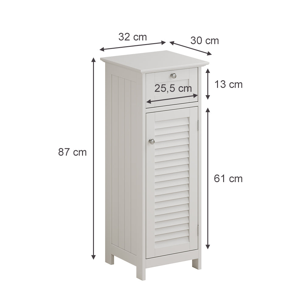 Vicco Mobiletto bagno Bianco 32 x 87 cm con anta e cassetto