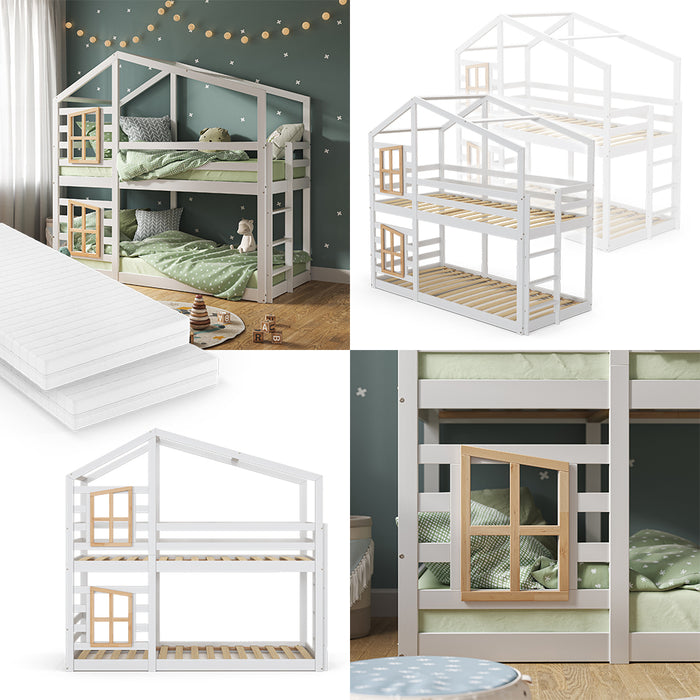 Vitalispa Letto a castello Bianco 90x200 cm con 2 materassi