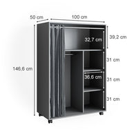 Vicco Armadio multifunzione Grigio 100 x 146.6 cm Con rulli