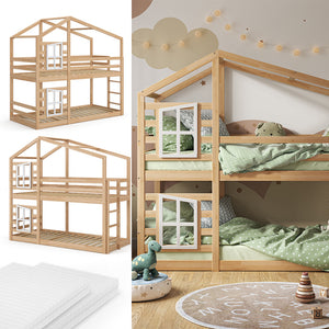 Vitalispa Letto a castello Marrone 90x200 cm con 2 materassi