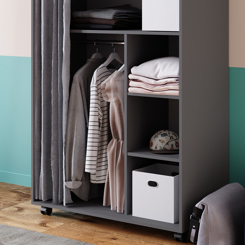 Vicco Armadio multifunzione Grigio 100 x 146.6 cm Con rulli