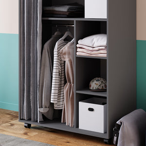 Vicco Armadio multifunzione Grigio 100 x 146.6 cm Con rulli
