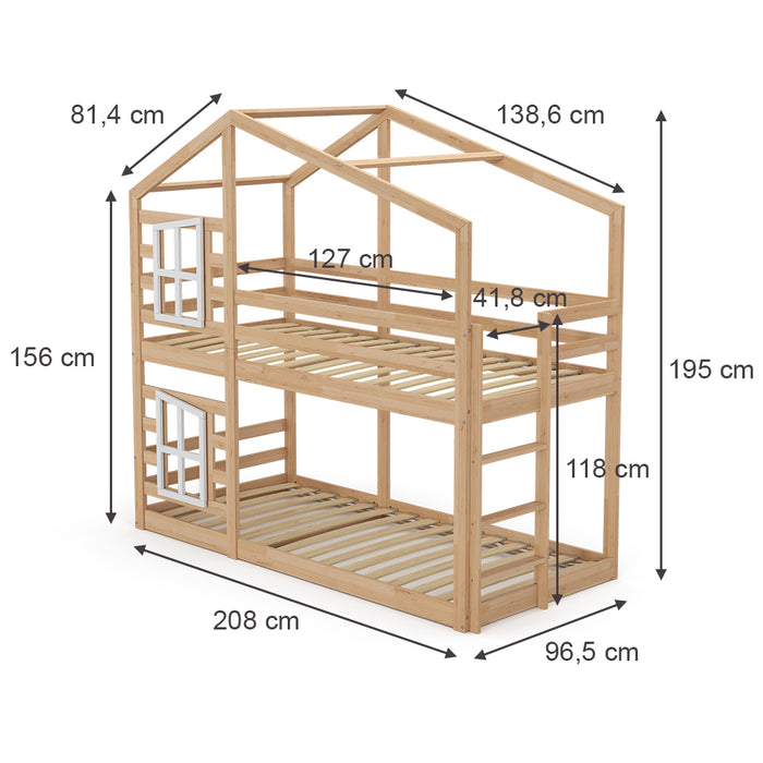 Vitalispa Letto a castello Marrone 90x200 cm con 2 materassi