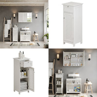 Vicco Mobiletto bagno Bianco 32 x 87 cm con anta e cassetto