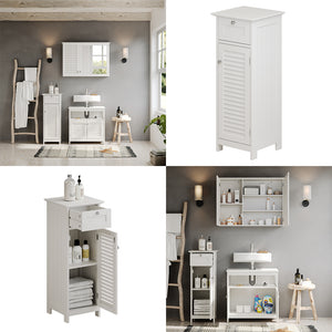 Vicco Mobiletto bagno Bianco 32 x 87 cm con anta e cassetto