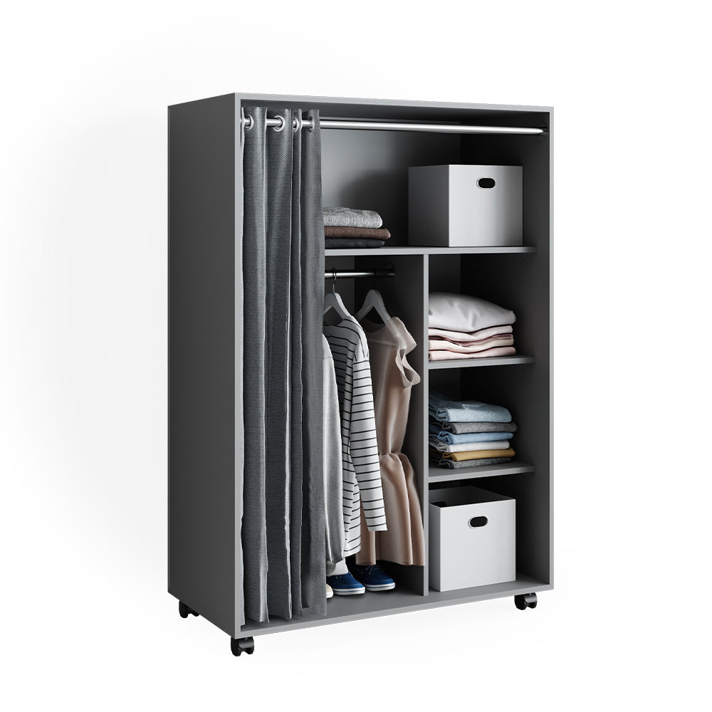 Vicco Armadio multifunzione Grigio 100 x 146.6 cm Con rulli