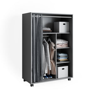 Vicco Armadio multifunzione Grigio 100 x 146.6 cm Con rulli