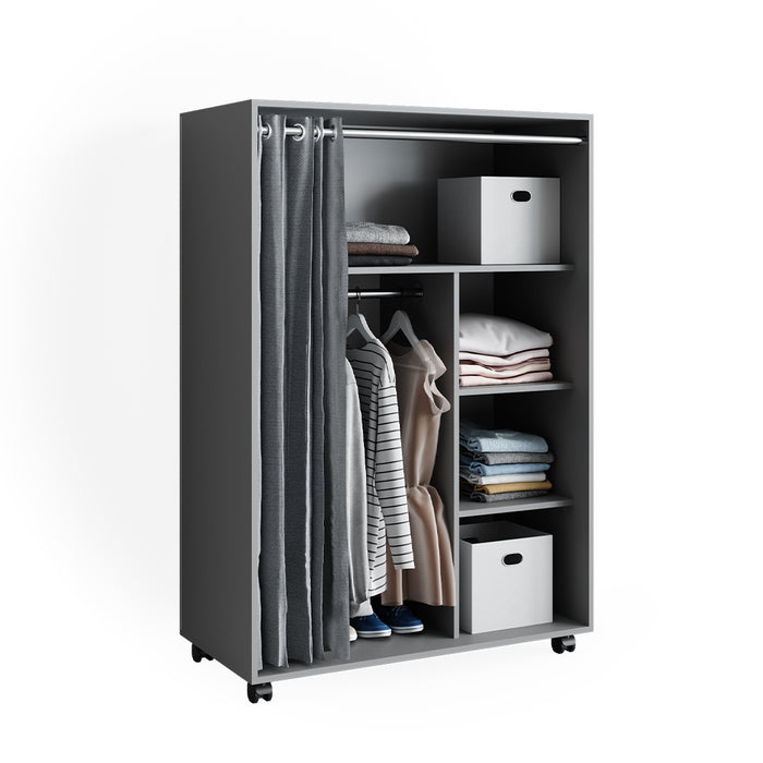 Vicco Armadio multifunzione Grigio 100 x 146.6 cm Con rulli