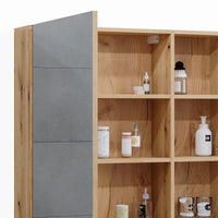 Vicco Specchio contenitore bagno Rovere 90 x 80.9 cm con anta e vani a giorno