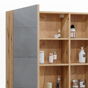 Vicco Specchio contenitore bagno Rovere 90 x 80.9 cm con anta e vani a giorno