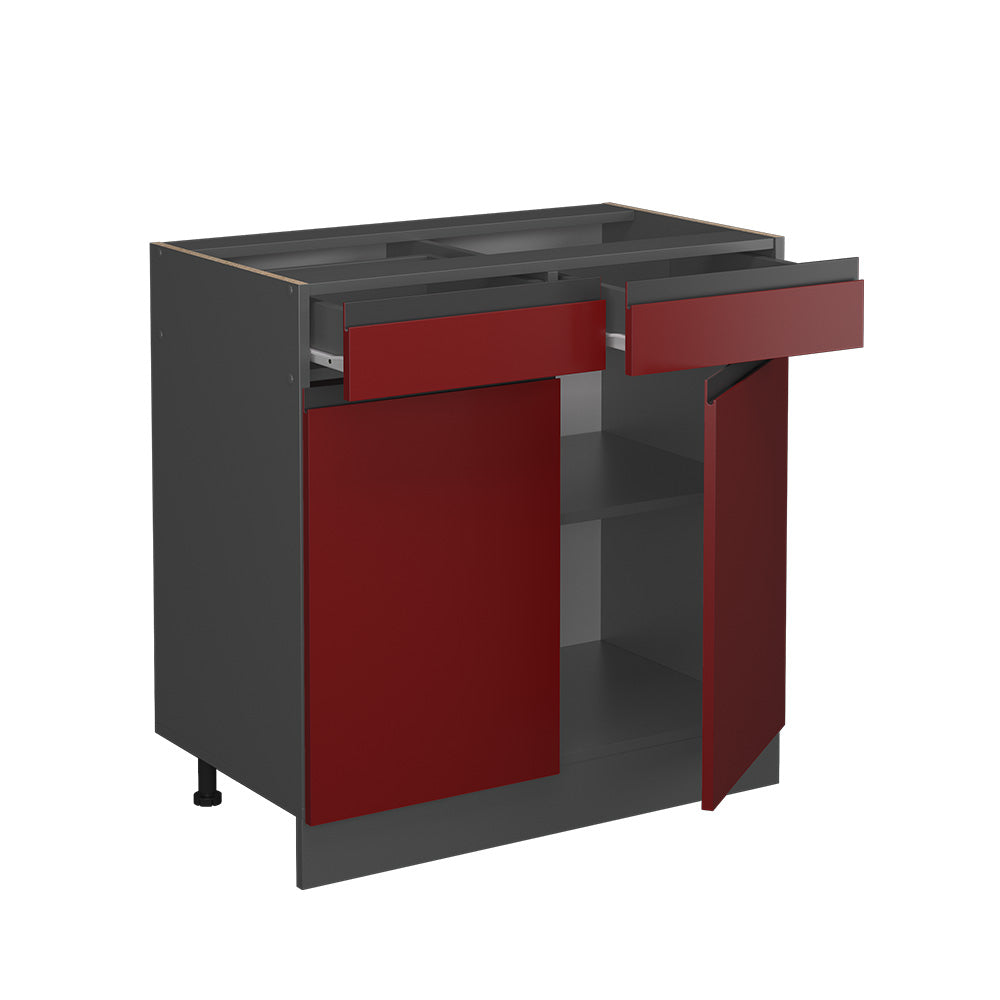 Vicco Mobiletto base per cucina Rosso 80 cm Forma a J, senza piano di lavoro