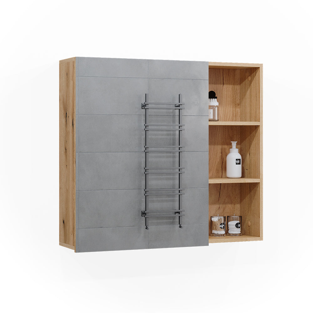 Vicco Specchio contenitore bagno Rovere 90 x 80.9 cm con anta e vani a giorno