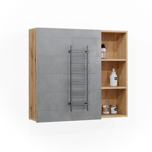 Vicco Specchio contenitore bagno Rovere 90 x 80.9 cm con anta e vani a giorno