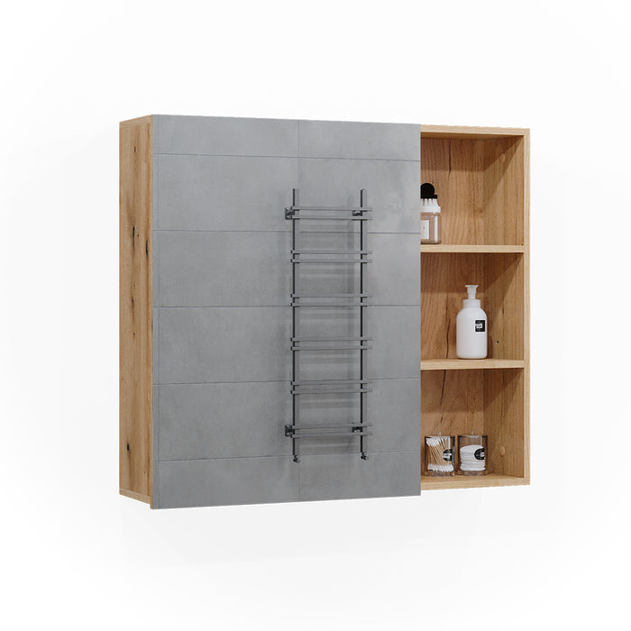 Vicco Specchio contenitore bagno Rovere 90 x 80.9 cm con anta e vani a giorno
