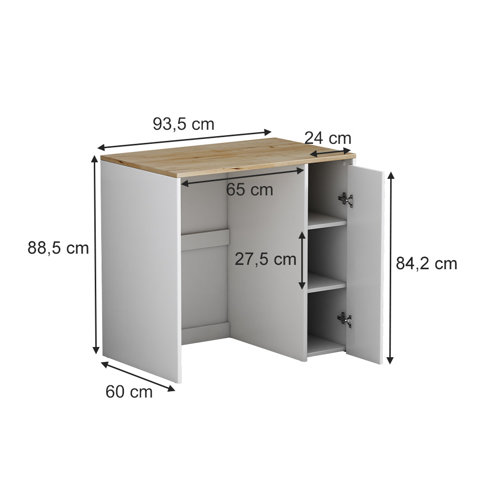 Vicco Mobile lavatrice Bianco 93.5 x 88.5 cm con 3 scomparti