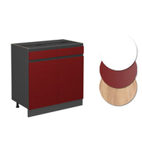 Vicco Mobiletto base per cucina Rosso 80 cm Forma a J, senza piano di lavoro