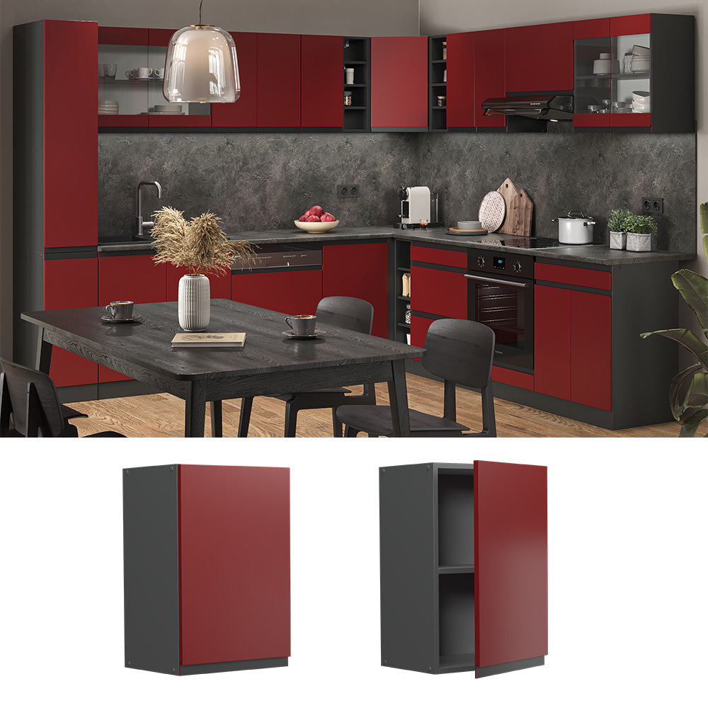 Vicco Pensile da cucina Rosso 40 cm Forma a J