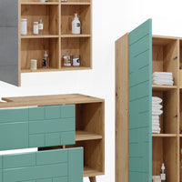 Vicco Set di mobili da bagno Verde menta 4 parti, con armadio alto