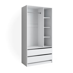 Vicco Armadio multifunzione Bianco 100 x 200 cm con 2 cassetti