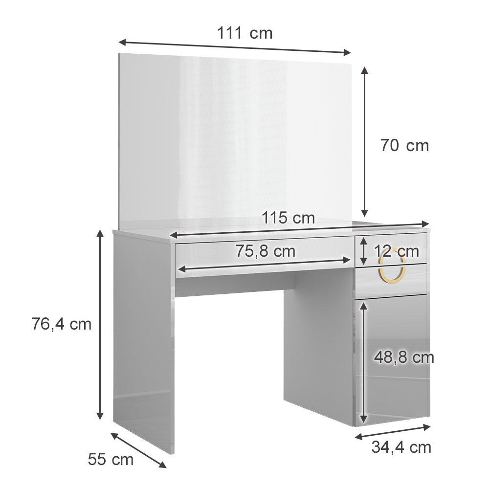 Vicco Tavolo da toeletta Bianco 115 cm con specchio