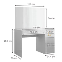 Vicco Tavolo da toeletta Bianco 115 cm con specchio