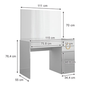 Vicco Tavolo da toeletta Bianco 115 cm con specchio