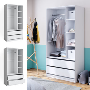 Vicco Armadio multifunzione Bianco 100 x 200 cm con 2 cassetti