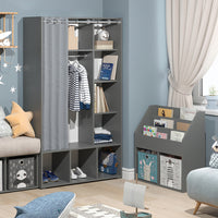 Vicco Guardaroba per bambini Grigio 38 x 178.1 cm con appendiabiti a tenda