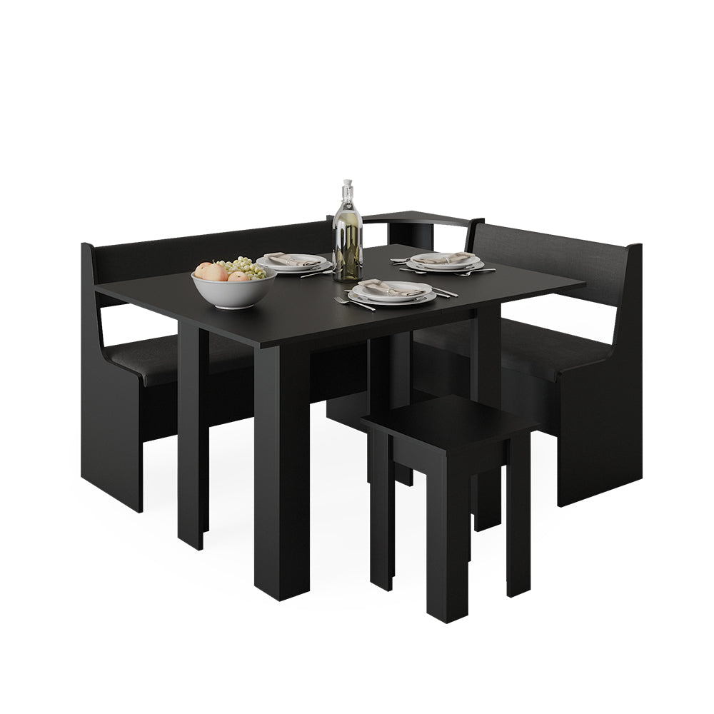 Vicco Tavolo da pranzo con sedia Nero 90 x 60 cm