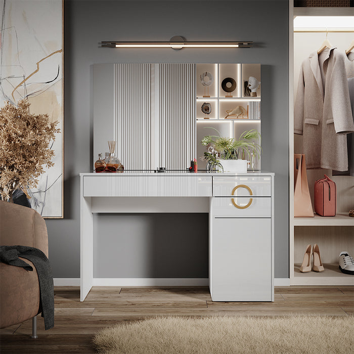 Vicco Tavolo da toeletta Bianco 115 cm con specchio