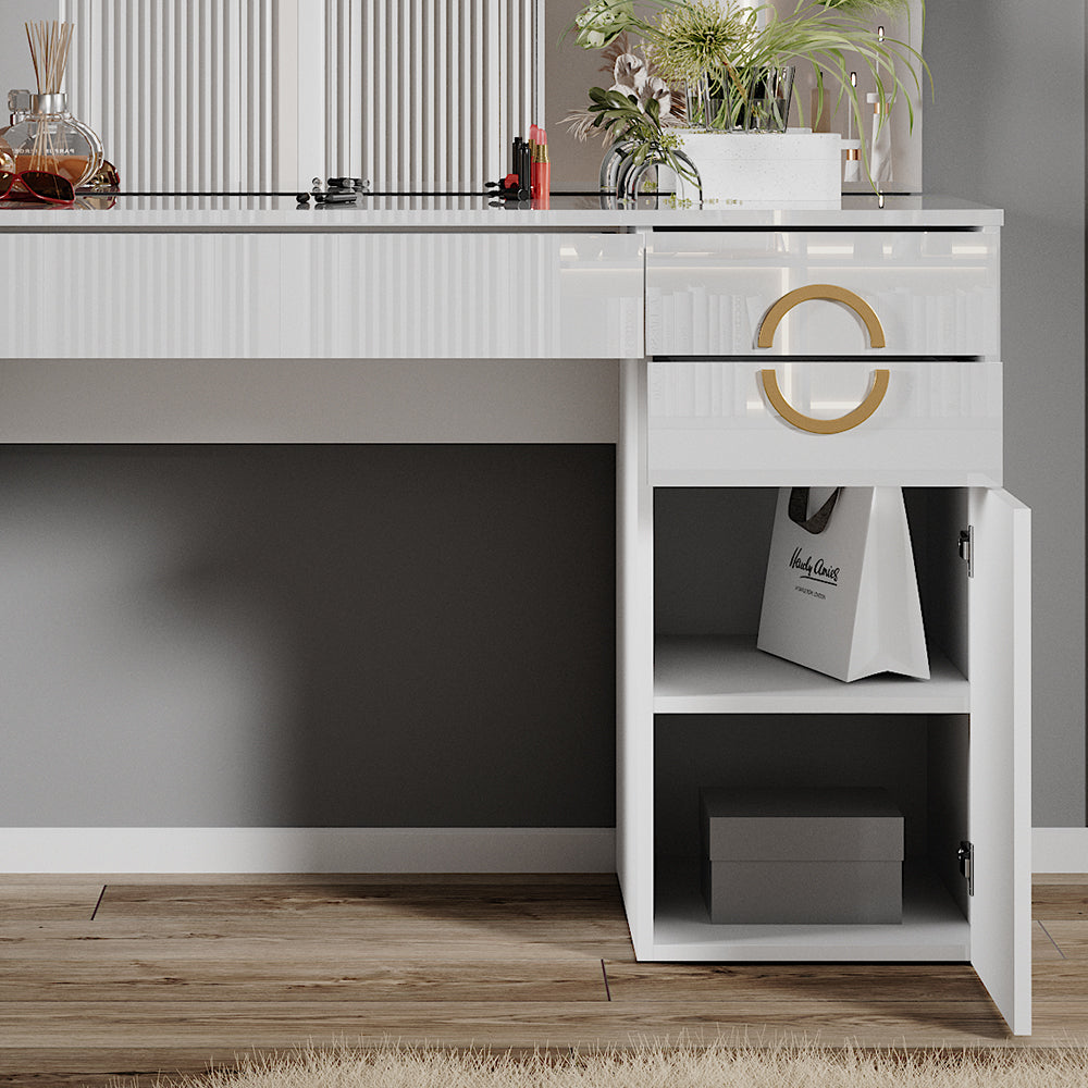 Vicco Tavolo da toeletta Bianco 115 cm con specchio