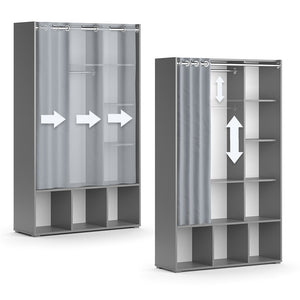 Vicco Guardaroba per bambini Grigio 38 x 178.1 cm con appendiabiti a tenda