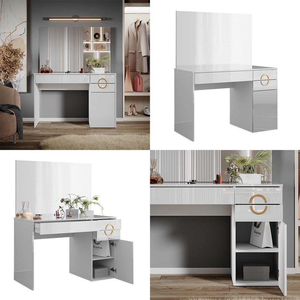 Vicco Tavolo da toeletta Bianco 115 cm con specchio