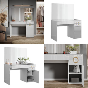 Vicco Tavolo da toeletta Bianco 115 cm con specchio
