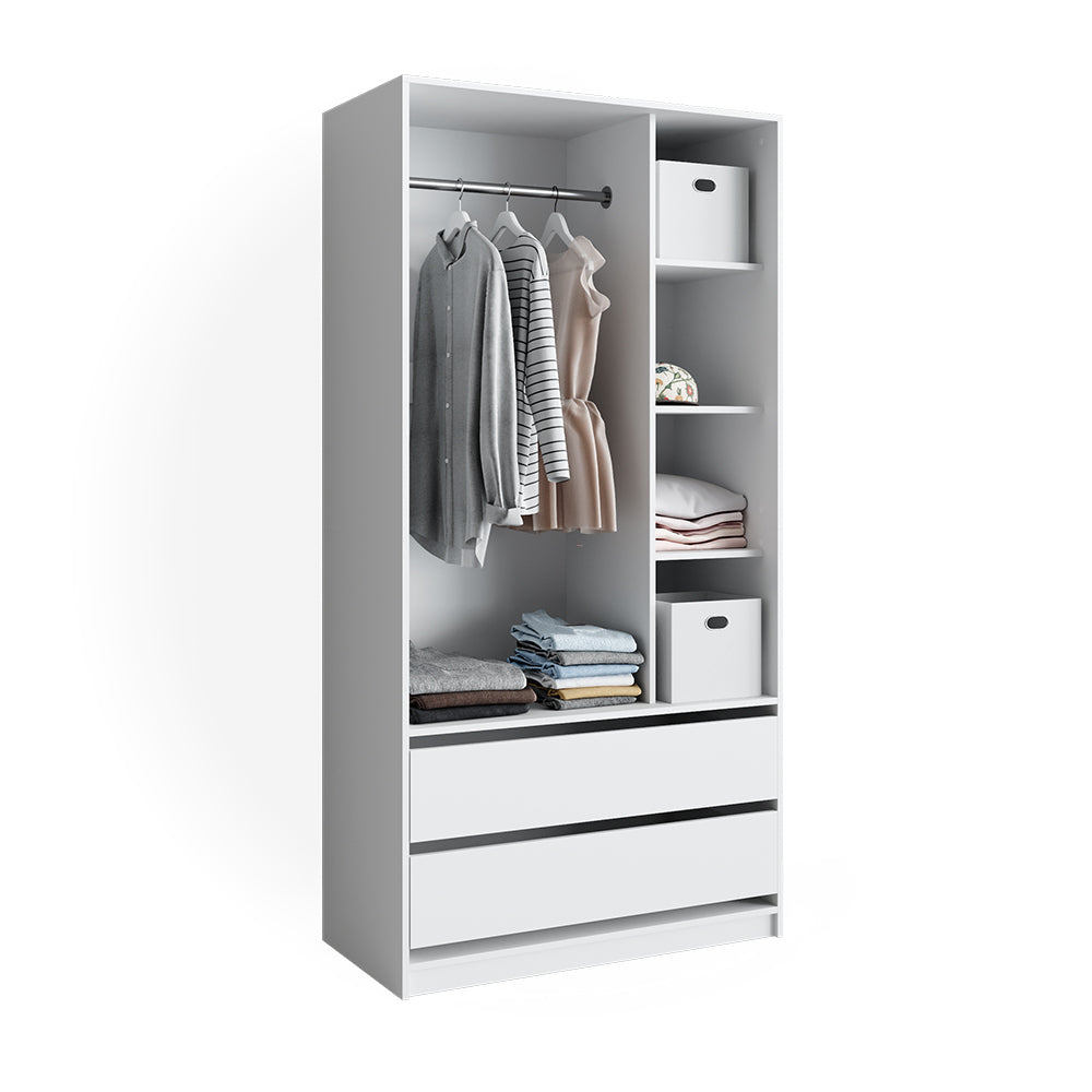 Vicco Armadio multifunzione Bianco 100 x 200 cm con 2 cassetti