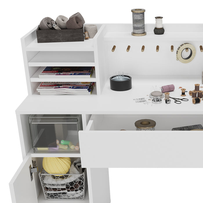 Vicco Scrivania con ripiani Bianco 126.8 x 50 cm XL con ripiani