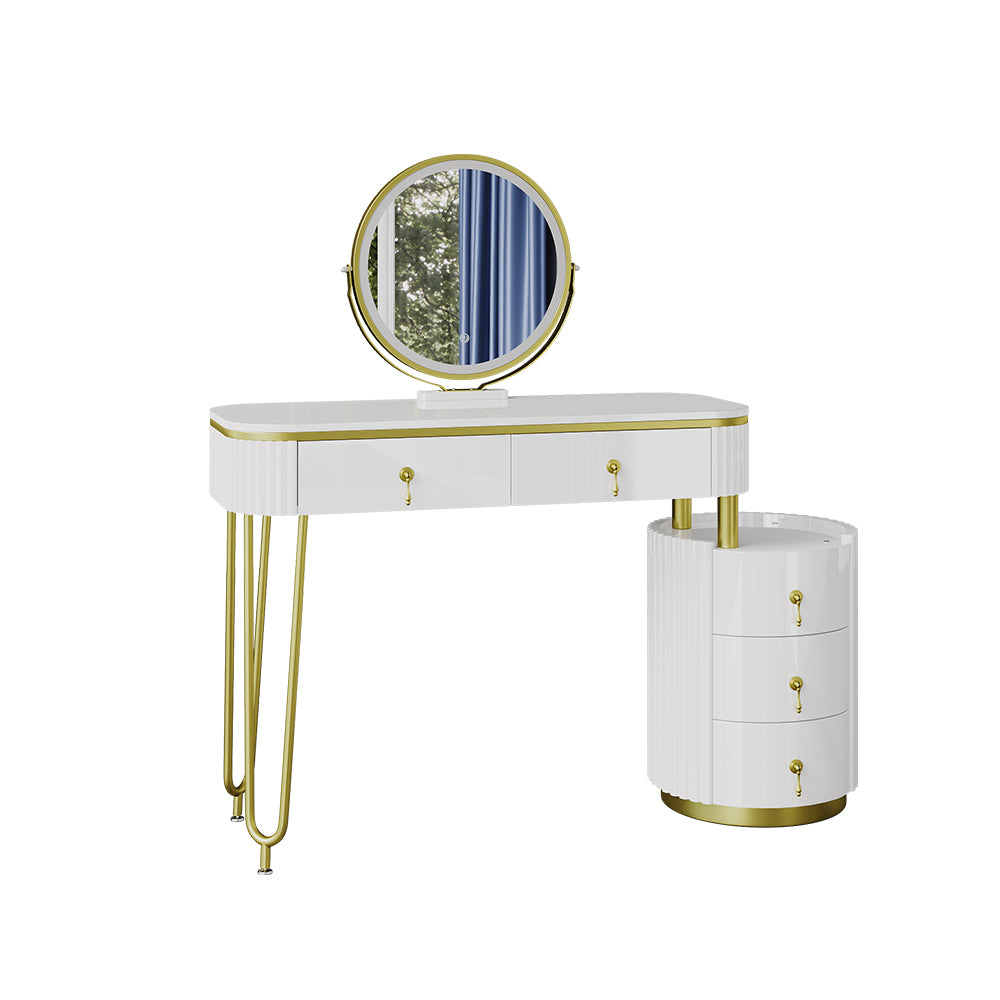 Vicco Tavolo da toeletta Bianco 100 cm con specchio a LED