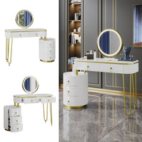 Vicco Tavolo da toeletta Bianco 100 cm con specchio a LED