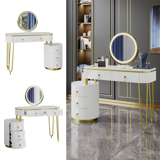 Vicco Tavolo da toeletta Bianco 100 cm con specchio a LED