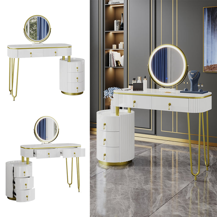 Vicco Tavolo da toeletta Bianco 100 cm con specchio a LED