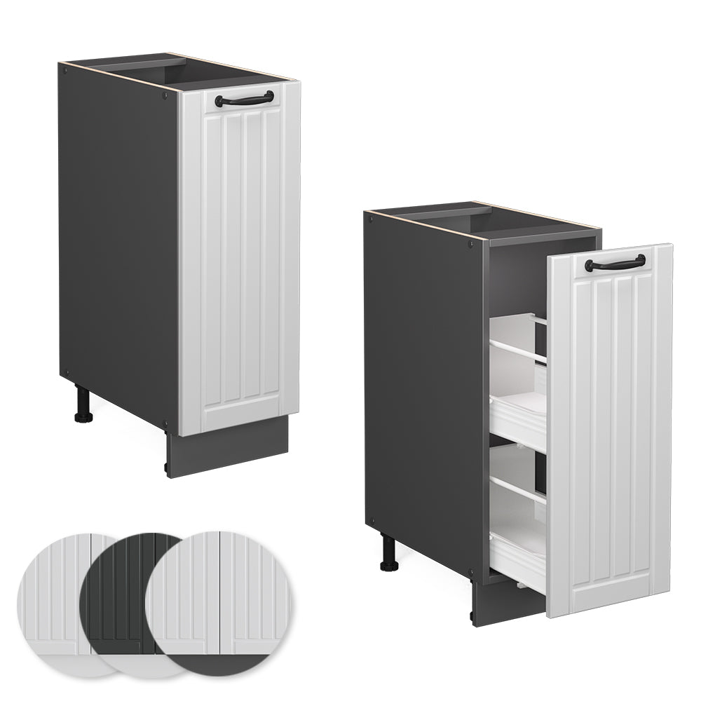 Vicco Armadio cucina dispensa alto Bianco casa di campagna 30 cm , PL Rovere