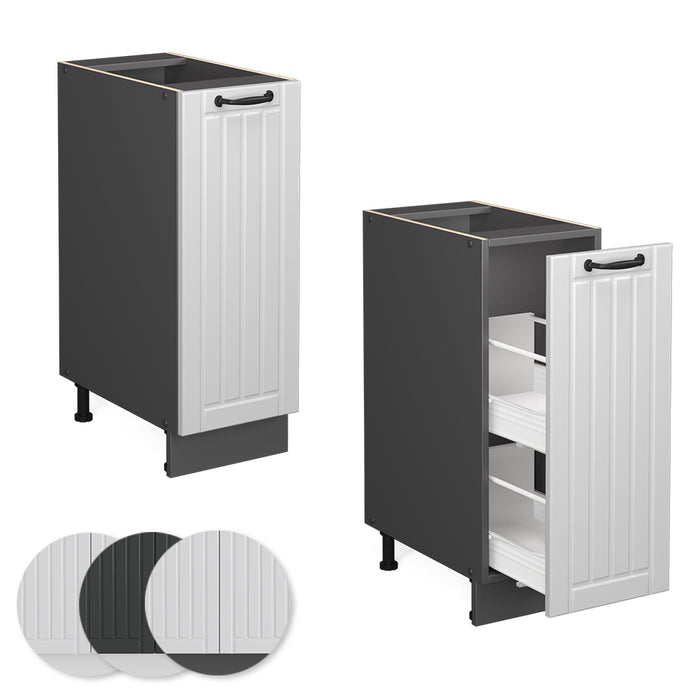 Vicco Armadio cucina dispensa alto Bianco casa di campagna 30 cm , PL Rovere