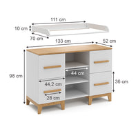 Vitalispa Fasciatoio Bianco 133 x 98 cm XL con 4 cassetti