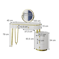 Vicco Tavolo da toeletta Bianco 100 cm con specchio a LED