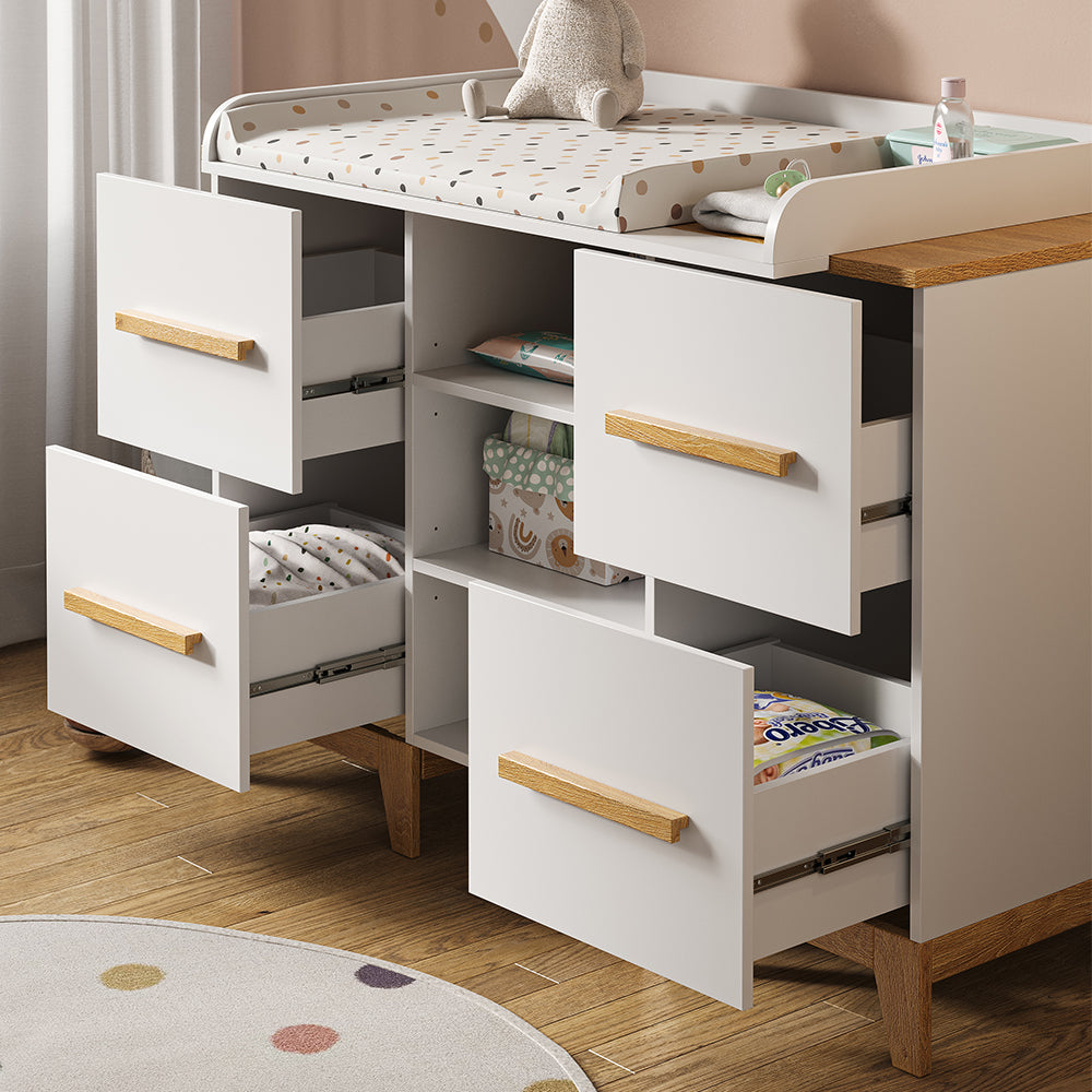 Vitalispa Fasciatoio Bianco 133 x 98 cm XL con 4 cassetti