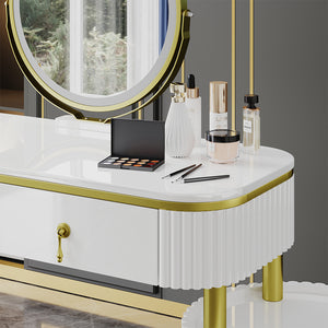 Vicco Tavolo da toeletta Bianco 100 cm con specchio a LED