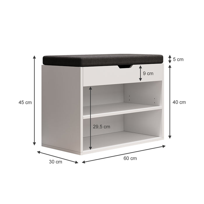 Vicco Panca scarpiera da ingresso Bianco 60 x 45 cm con ripiano