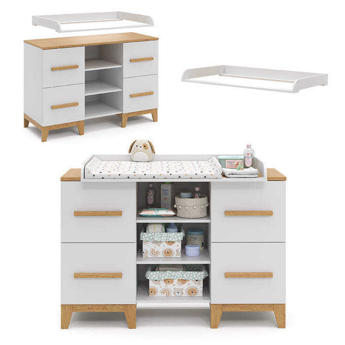 Vitalispa Fasciatoio Bianco 133 x 98 cm XL con 4 cassetti